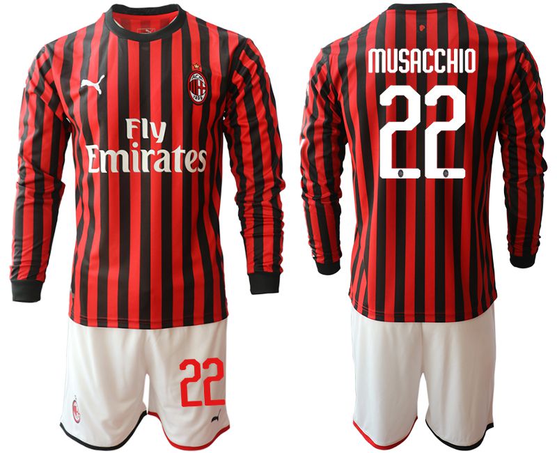 Men 2019-2020 club AC milan home long sleeve #22 red Soccer Jerseys